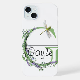 Coque iPhone 15 Plus Alphabet lettre G, aquarelle LavenderDragonfly