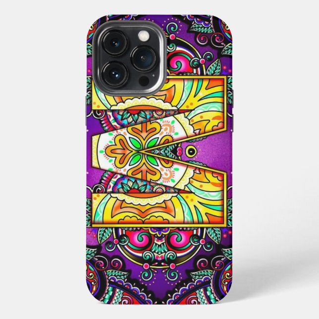 Coque iPhone Alphabet M mandala (Verso)