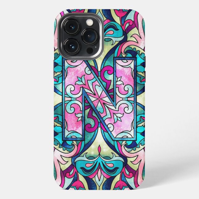 Coque iPhone Alphabet N mandala (Verso)