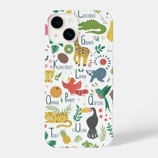 Coque iPhone Alphabet tropical pour enfants (Verso)