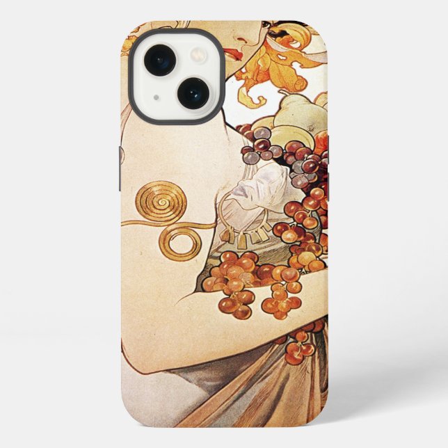 Coque iPhone Alphonse Mucha Dame avec des fruits (Verso)