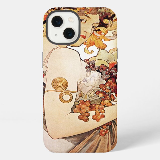 Coque iPhone Alphonse Mucha Lady Au Fruit (Verso)