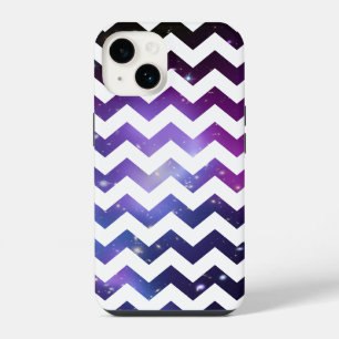 Coque Pour iPhone 14 Amas de galaxies violet zigzag blanc