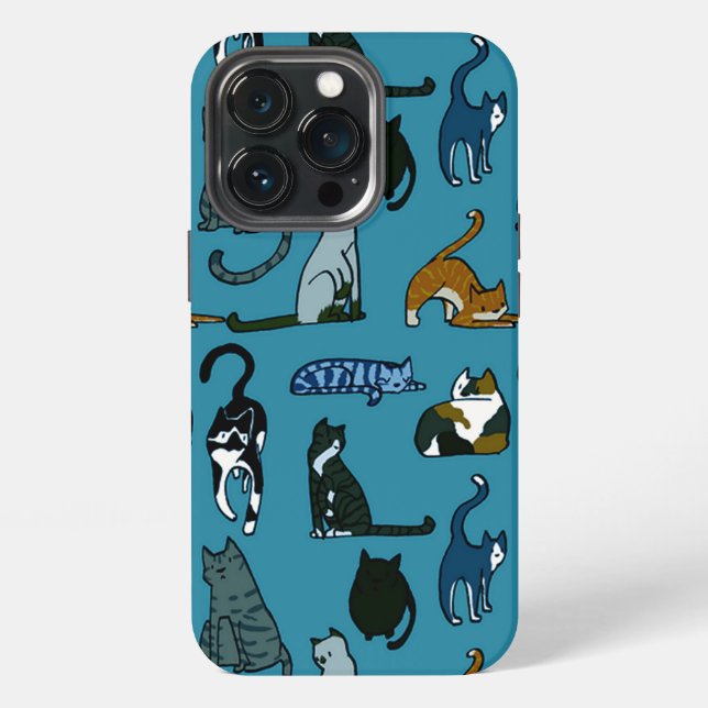 Coque iPhone Amateur de chat sarcelle   (Dos)