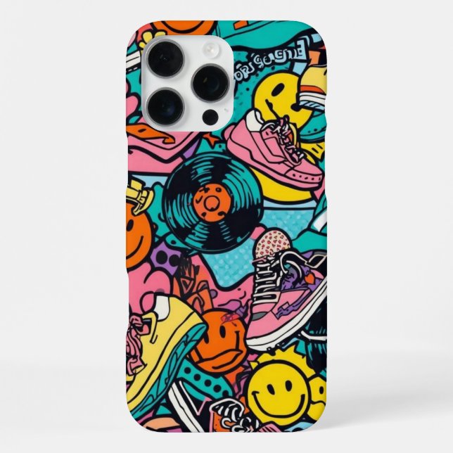 Coque iPhone Amateur de musique rétro des années 80  (Verso)