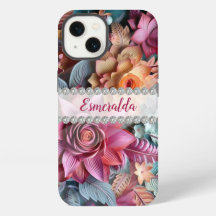 Aménagement de fleurs 3D vibrantes, cadre diamant