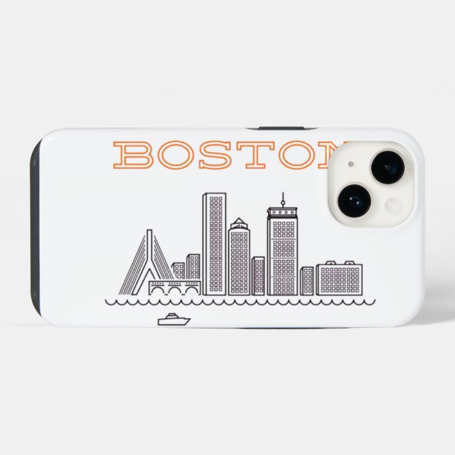 Coque iPhone America Boston City Skyline, Boston Ma Us Skyline (Verso Horizontal)