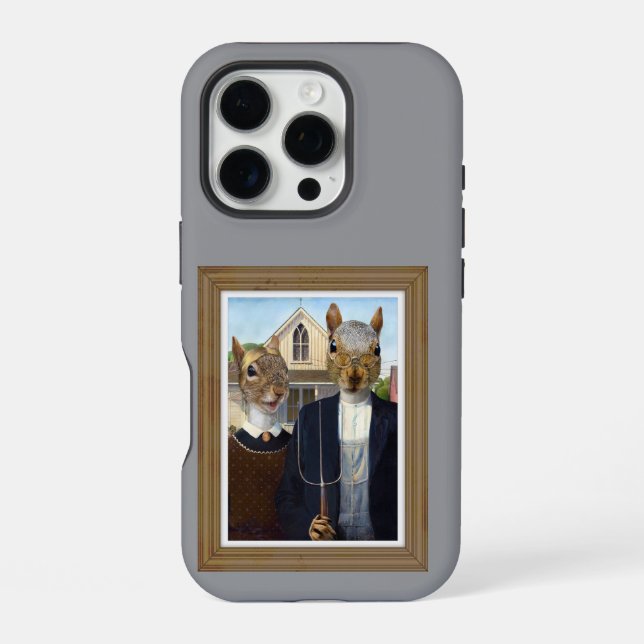 Coque iPhone American Squirrel Gothic - drôle (Verso)