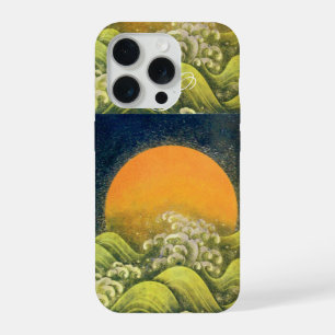 Coque iPhone 15 Pro AMETERASU, DÉESSE DU SOLEIL Jaune Vert Noir