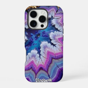 Coque iPhone 16 Pro Améthyste Abstrait et veines d'or
