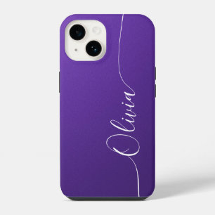 Coque Pour iPhone 14 Améthyste Blanc Élégant Calligraphie Script Nom