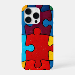 Coque iPhone 16 Pro Amour Cœur Puzzle Acceptation Sensibilisation à l'