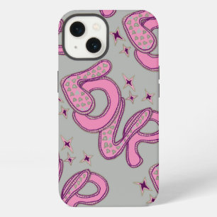 Etui iPhone 13 Amour dans les années 1960 style rose & gris