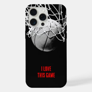 Coque iPhone 15 Pro Max Amour de basket-ball noir et blanc