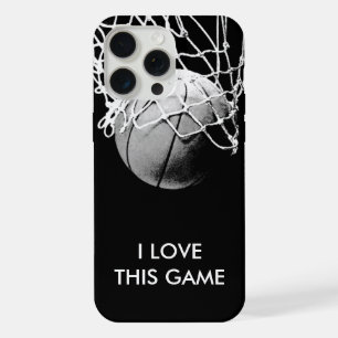 Coque iPhone 15 Pro Max Amour de basket-ball noir et blanc
