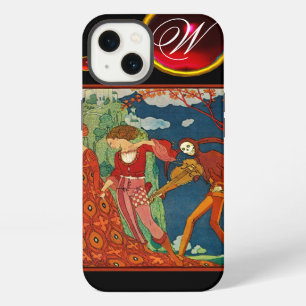 ETUI iPhone 13 AMOUR, DÉSIR ET PIERRE GEMME ROUGE MONOGRAMME
