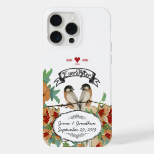 Coque iPhone 15 Pro Max Amour d'oiseau de cerisier fleuri vintage pêche me