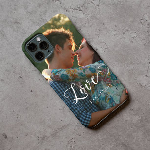 Coque iPhone 15 Pro Max Amour en écriture élégante Photo personnalisée