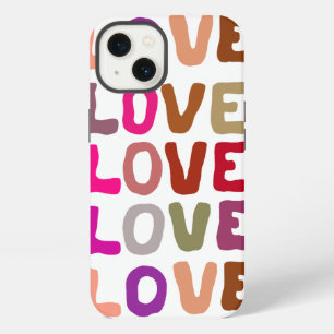 Etui iPhone 13 Amour rétro funky en lettres ondulées à motif répé