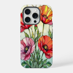 Coque iPhone 15 Pro Amoureux chic de la nature coquelicots verre teint