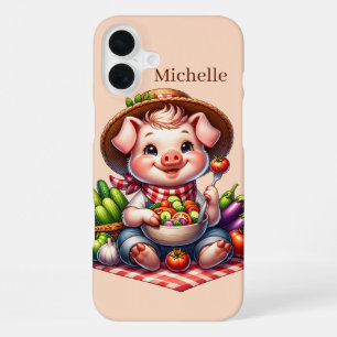 Coque iPhone 16 Plus Amoureux de cochons amusants ajouter votre nom sei
