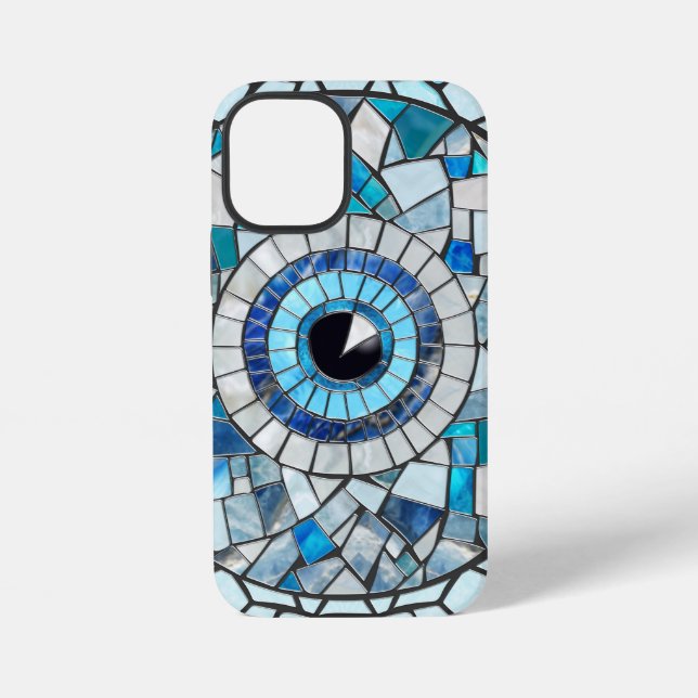 Coque iPhone Amulette du mauvais œil en mosaïque (Verso)