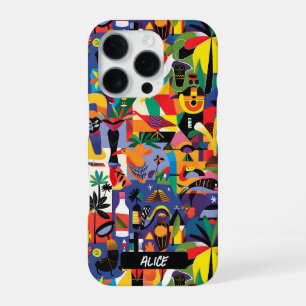 Coque iPhone 16 Pro Amusant Art Dessin Animé Coloré Doodle Personnalis