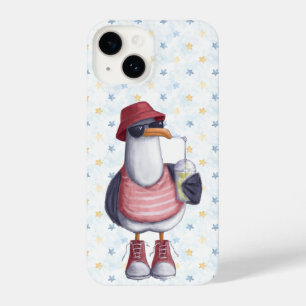 Coque Pour iPhone 14 Amusant Jote Seagull Casquette Plage iPhone 14 Coq