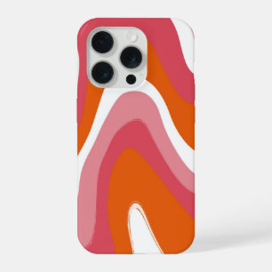 Coque iPhone 15 Pro Amusant tourbillon coloré orange et rose Groovy