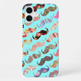 Coque iPhone 16 Plus Amusante Fille colorée Motif Aztèque Moustaches