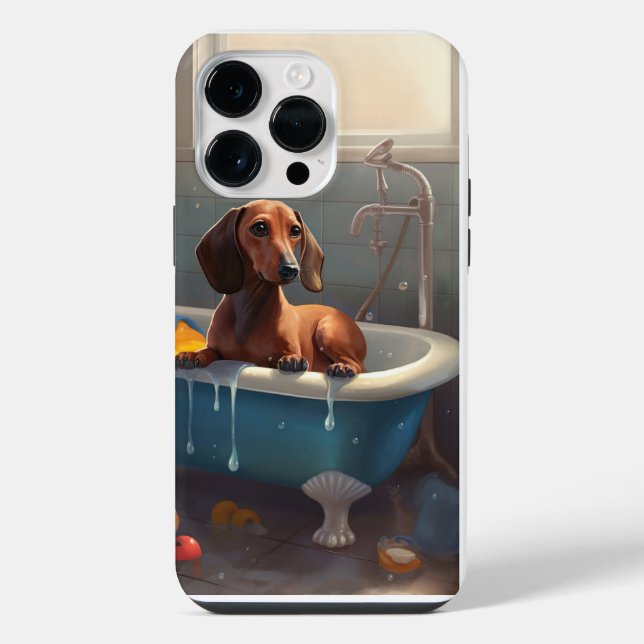 Coque iPhone Amusement du teckel au bain  (Verso)