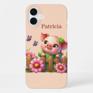 Coque iPhone 16 Plus Amusez-vous amateurs de cochons ajoutez votre nom