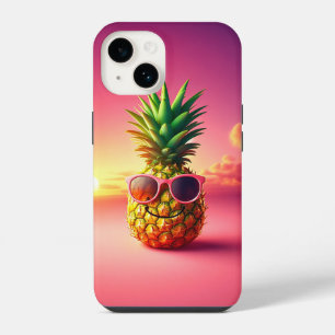 Coque Pour iPhone 14 Ananas Estival avec Lunettes de Soleil Roses - Heu