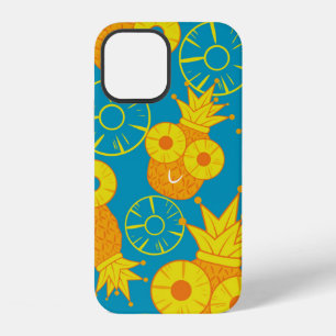 Coque iPhone 12 Ananas et rondelles d'ananas. Motif gribouillé tra
