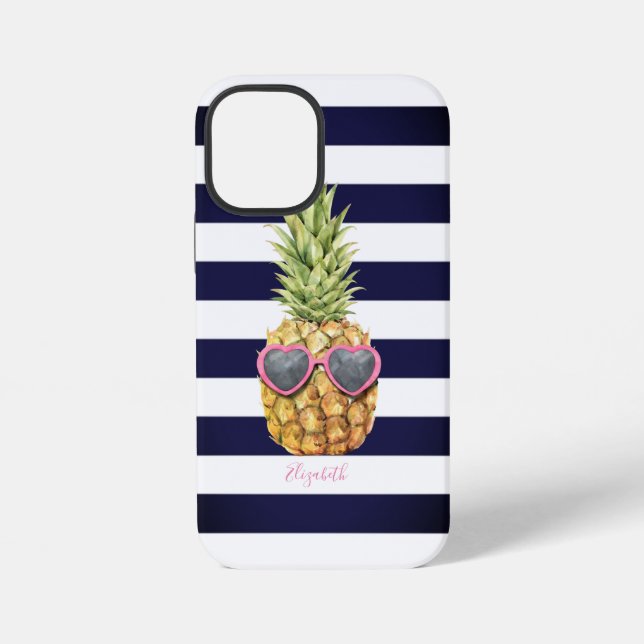 Coque iPhone Ananas rayé adorable et cool (Verso)