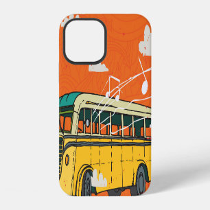 Coque iPhone 12 Ancien Bus : Fond de Nuages Texturés