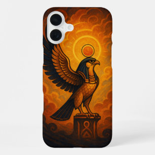 Coque iPhone 16 Plus Ancien Horus Divin Soleil Faucon Braise