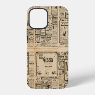 Coque iPhone 12 Ancien journal : arrière - plan de papier vintage.