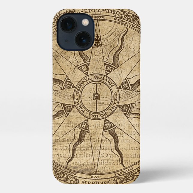 Coque iPhone Ancien Rose Compass (Verso)