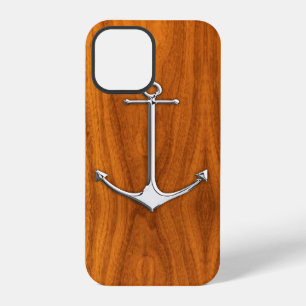 Coque iPhone 12 Pro Ancre Chrome sur Impression de placage de Teck