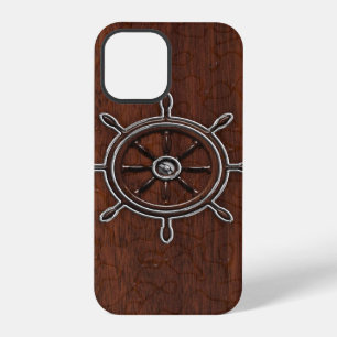 Coque iPhone 12 Pro Ancre nautique en acajou humide en acier