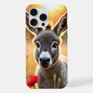 Coque iPhone 15 Pro Max Âne de campagne yeux curieux art paisible