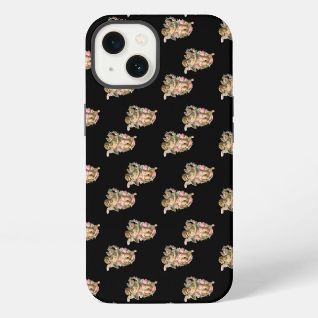Coque iPhone ange cherubin noir (Verso)