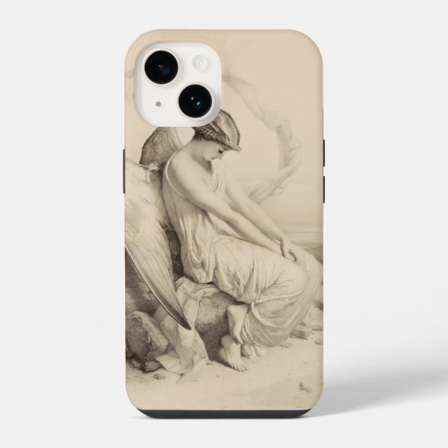 Coque iPhone ange chrétien assis sur une pierre (Verso)