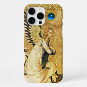 Coque iPhone 16 Pro Max ANGE DE L'ANNONCIATION EN OR ET BLEU,Parchemin