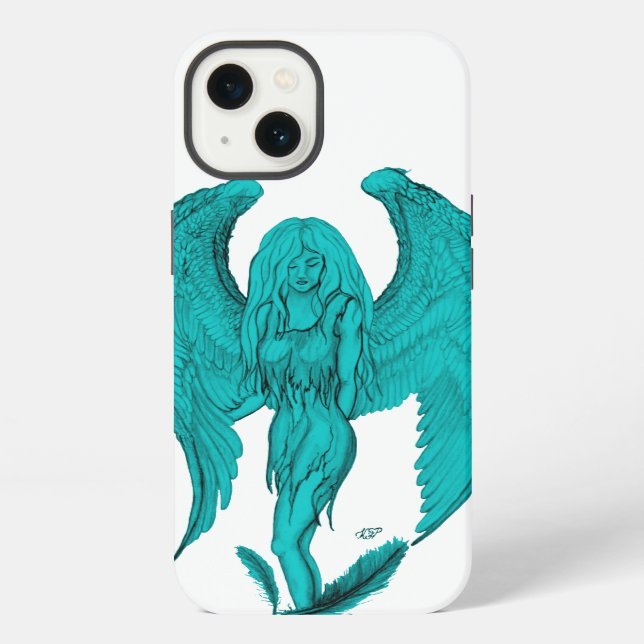 Coque iPhone Ange , Dessin au crayon (Verso)