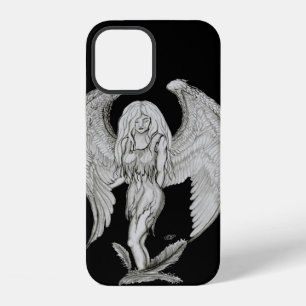 Coque iPhone 12 Ange - Dessin noir et blanc