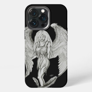 Etui iPhone 13 Pro Ange - Dessin noir et blanc