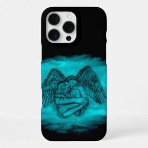 Coque iPhone 16 Pro Max Ange Éros en amour en design noir et vert