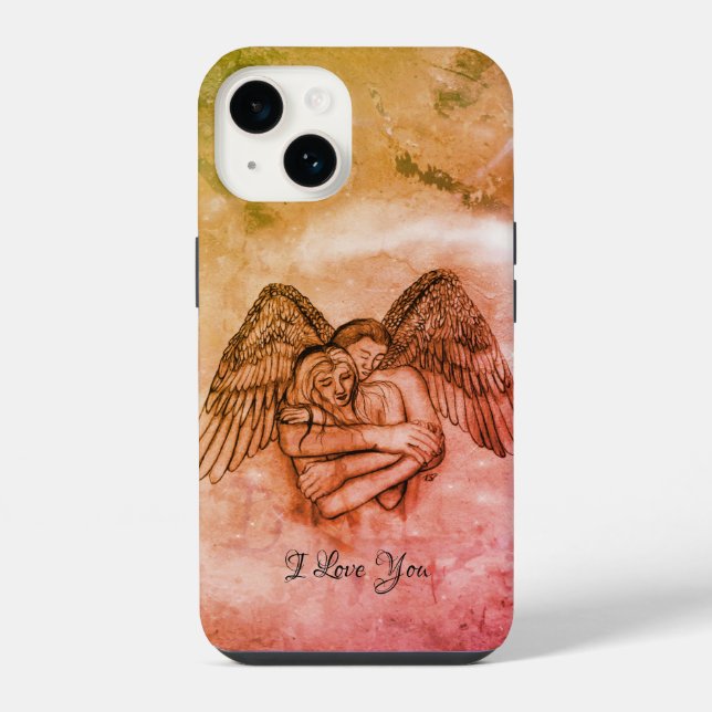 Coque iPhone Ange Éros en amour, je t'aime (Verso)